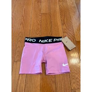 Nike Pro Dri Fit Kids Pink Athletic Shorts Size M Youth 6 Years